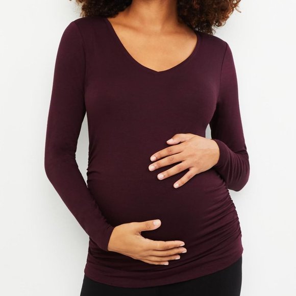 Motherhood Maternity Long Sleeve T-Shirt Purple Large - Picture 1 of 7